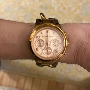Michael Kors braided rose gold and tortoise shell watch